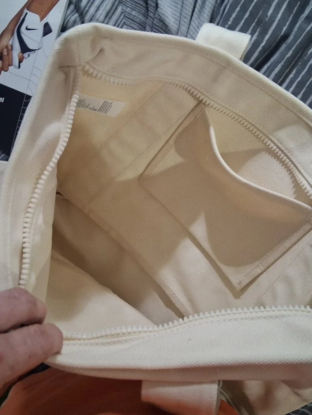 Jordan Cream Canvas Tote with Jumpman Patch